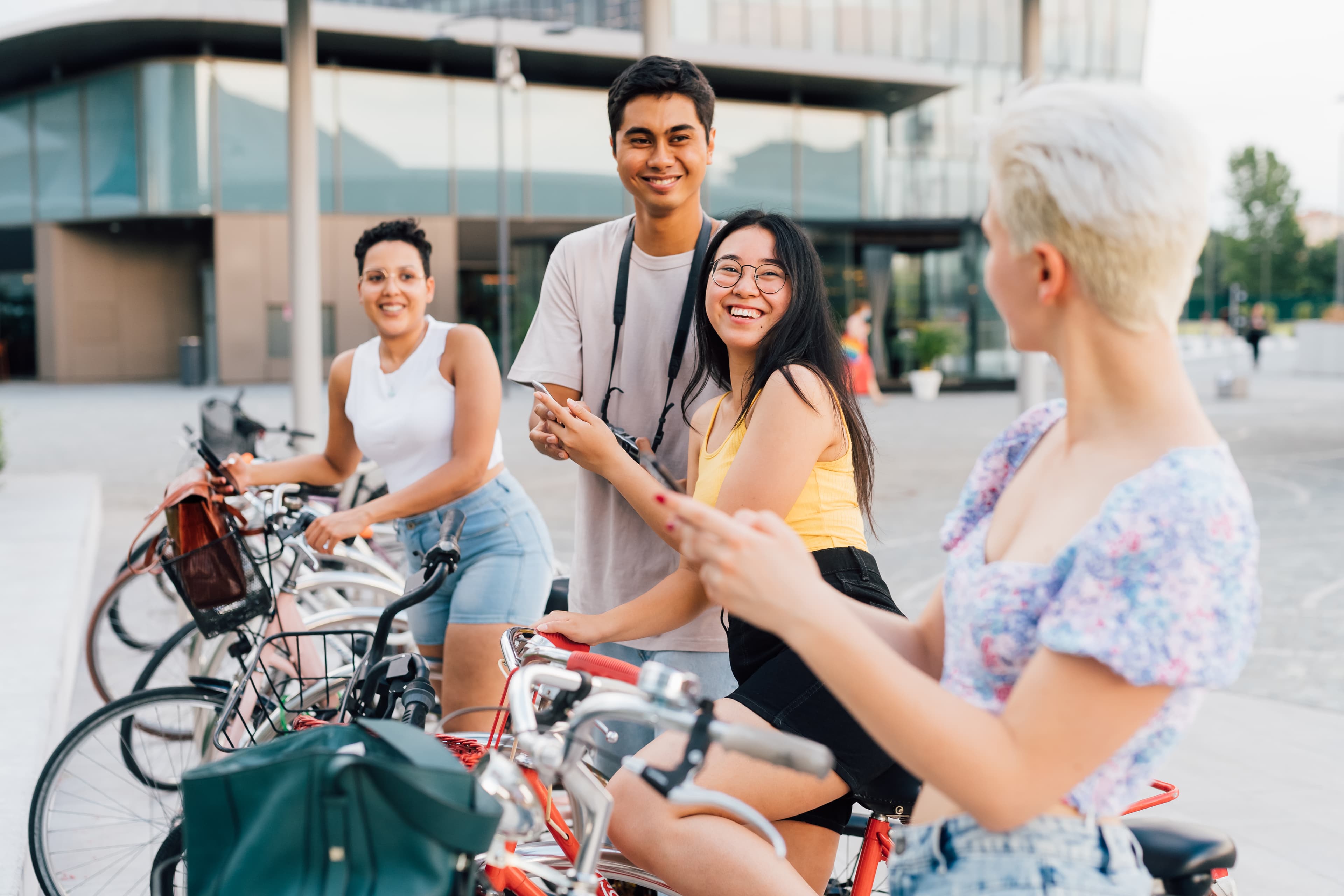 People Talking on a bike ride