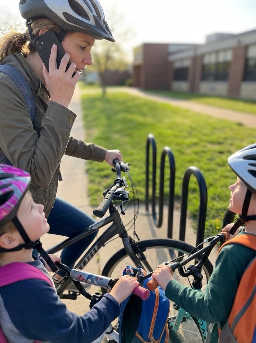 Parent outdoors ready to connect with the community